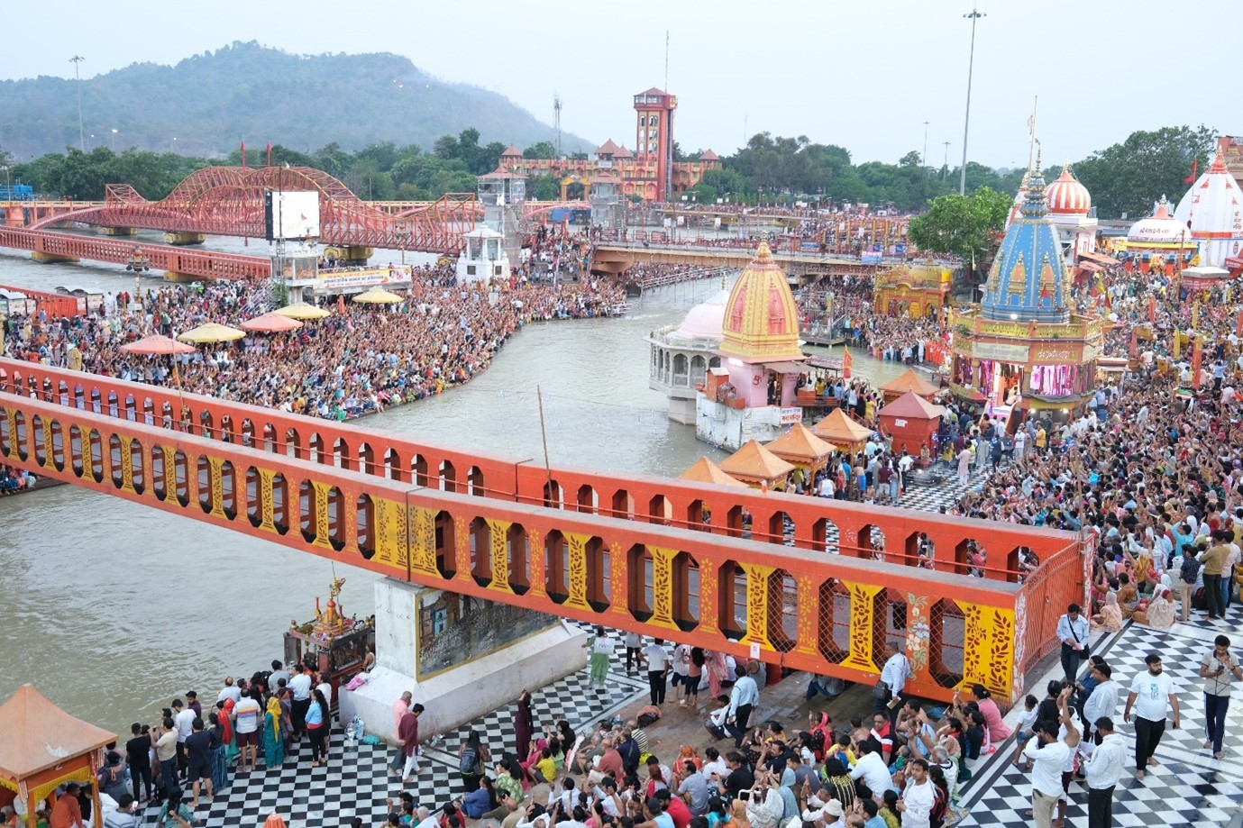 Haridwar receives a steady flow of visitors throughout the year