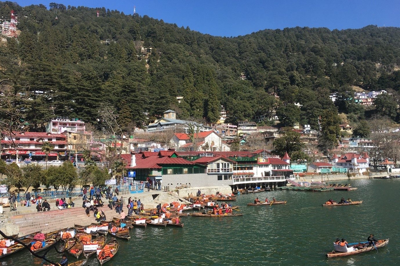 Settlements spread along the ghats of Rishikesh