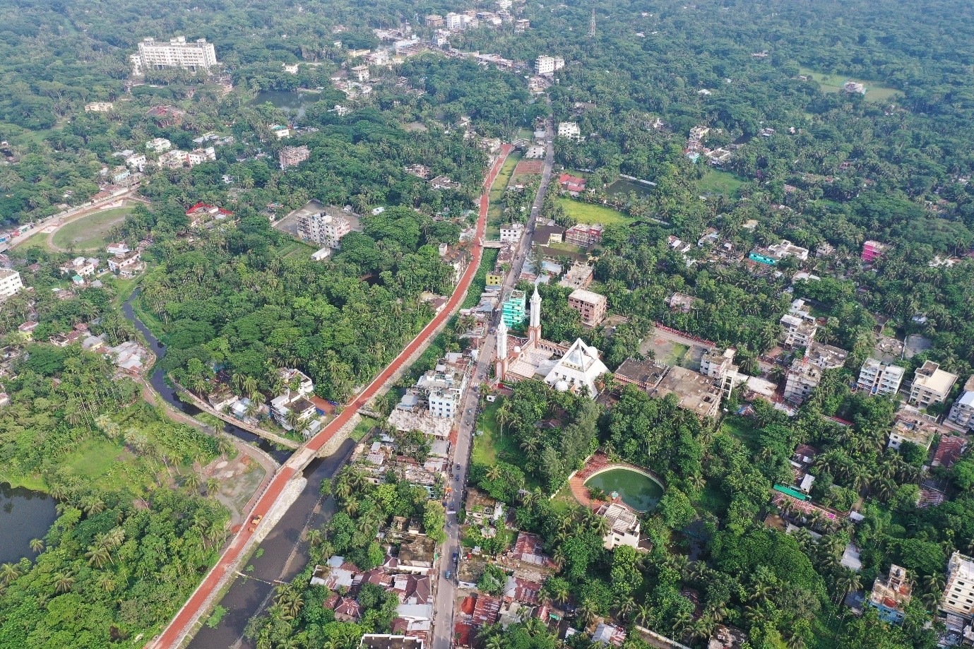 Bhola town, where green and blue infrastructure meet.